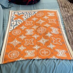 Louis Vuitton Orange and White Patterned Scarf